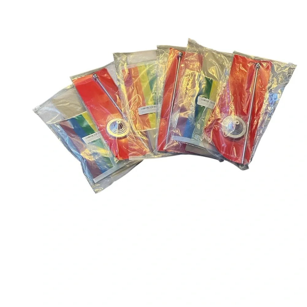 6 Vibrant Rainbow‎ Tabletop Flags Party Decorations Set of 6 Flags